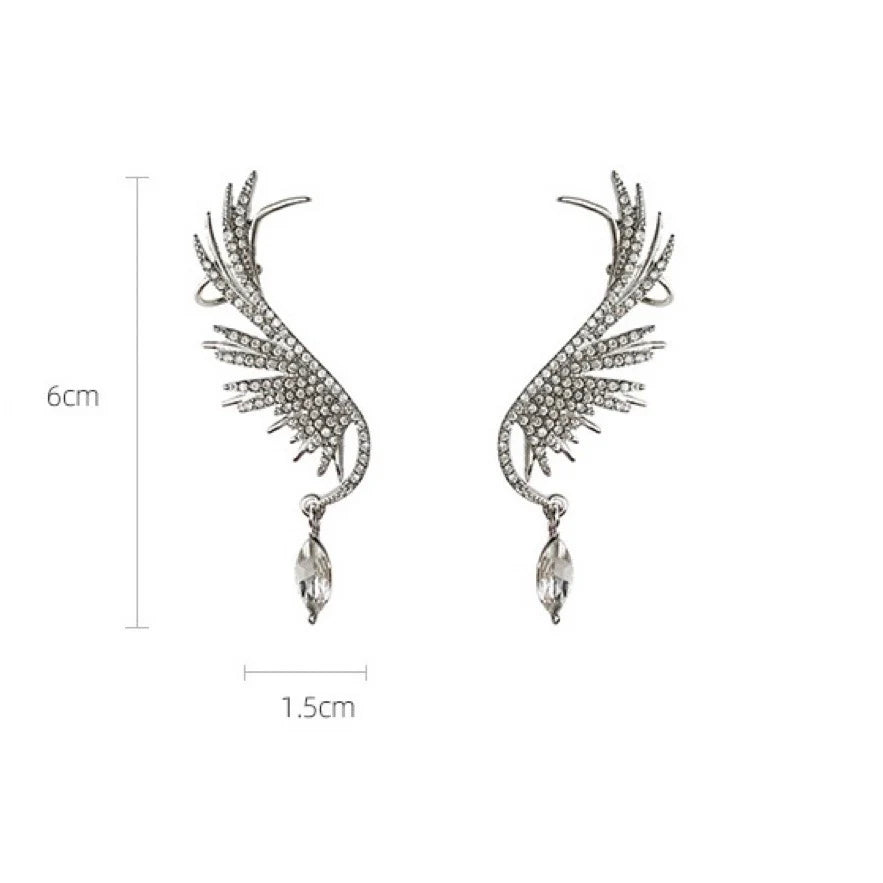 Paire de Boucles d’oreille aile en strass – Argent