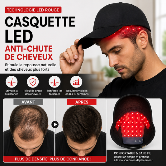 Casquette de Luminothérapie LED – Stimule la Repousse Naturelle des Cheveux