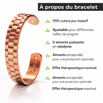 Bracelet Cuivre Magnétique 6 Aimants – Bien-être & Énergie Toute la Journée
