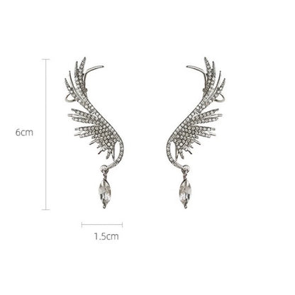 Paire de Boucles d’oreille aile en strass – Argent