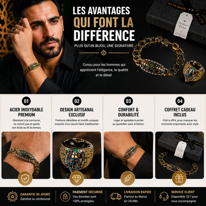 pack Bague et bracelet Dragon Rotative