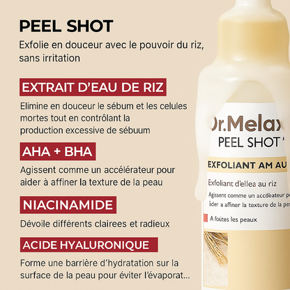 Pack Duo Dr. Melaxin Peel Shot – Ampoule Exfoliante au Riz Blanc et Riz complet