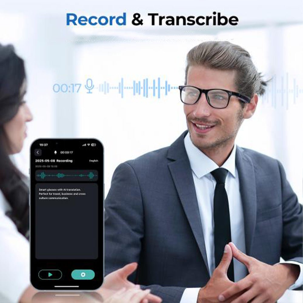 Lunettes Connectées Anti Lumière Bleue : Traduction+recorde+music - EFY STORE
