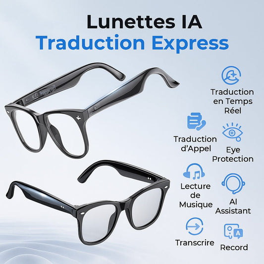 Lunettes Connectées Anti Lumière Bleue : Traduction+recorde+music - EFY STORE