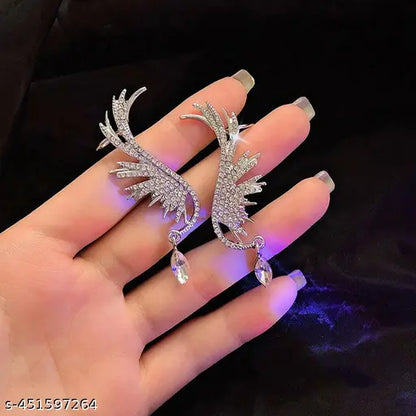 Paire de Boucles d’oreille aile en strass – Argent