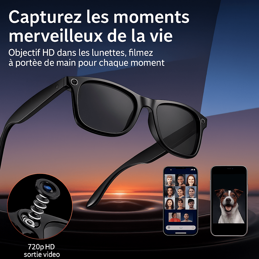 Lunettes Intelligentes IA Traduction en Temps Réel 164 Langues Musique Bluetooth 5.4 pour Hommes & Femmes Lunettes Intelligentes IA Traduction en Temps Réel 164 Langues Musique Bluetooth 5.4 pour Hommes & Femmes